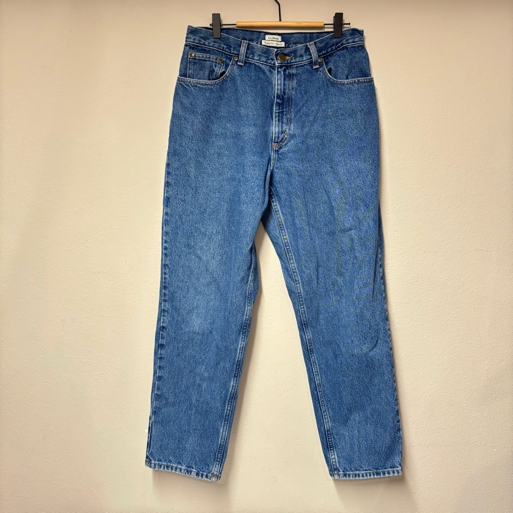 L.L. Bean Women's Straight-Leg Jeans in Blue Denim
